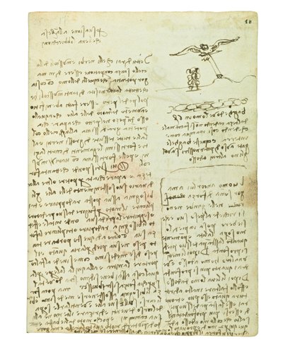 Códice sobre el vuelo de los pájaros, Folio 16 recto de Leonardo da Vinci